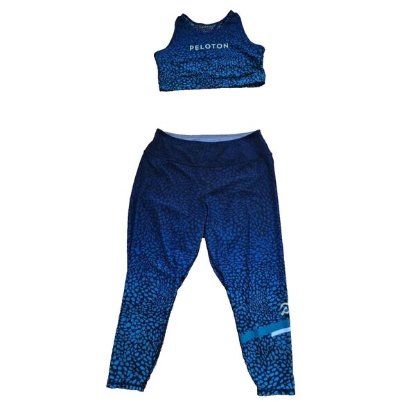 Peloton WITH blue print sports bra and leggings SET Blue 2X A001267 - Picture 5 of 13